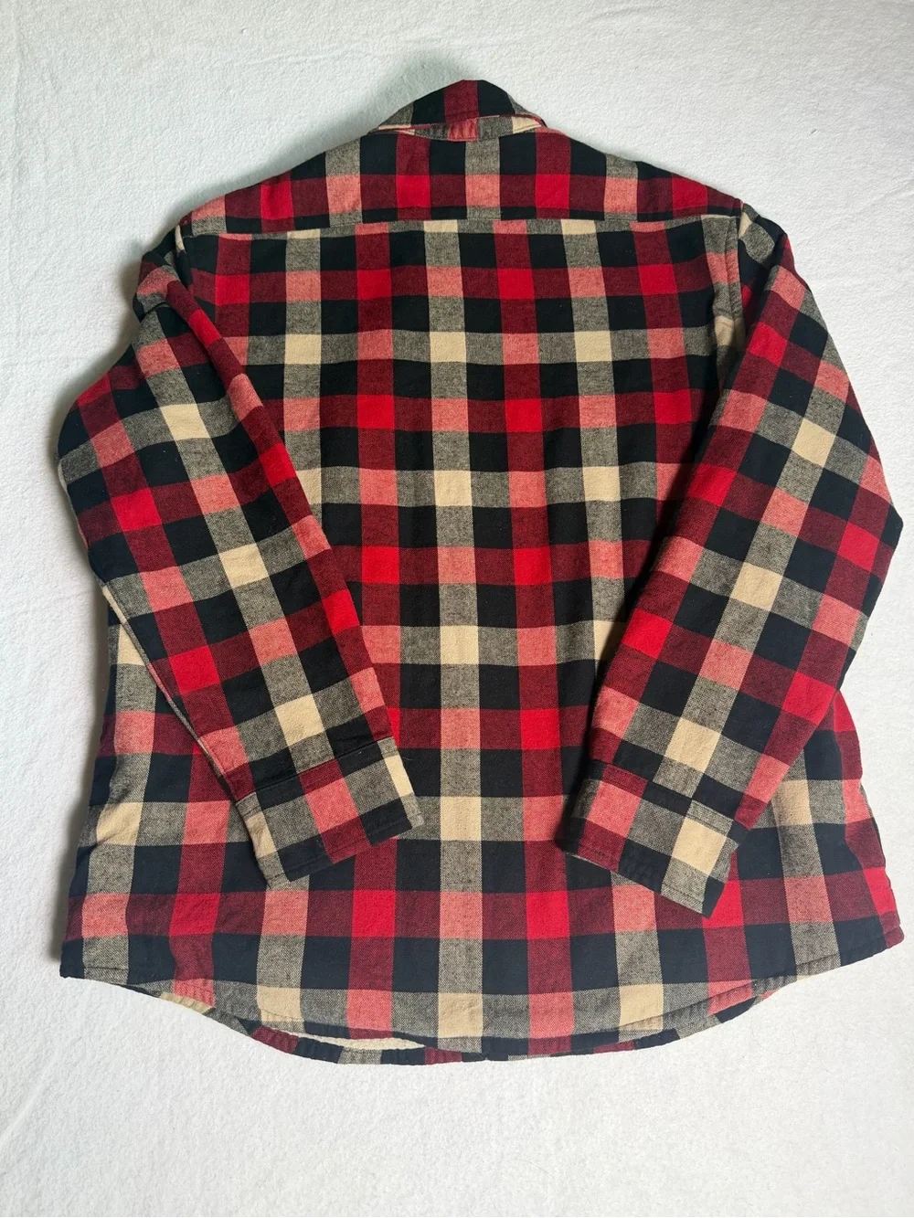 J. Crew Red, Black & Cream Plaid Button-Down Sherpa Lined Shirt